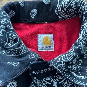 Carhartt Jacket bandanna black and white warm coat custom made VINTAGE